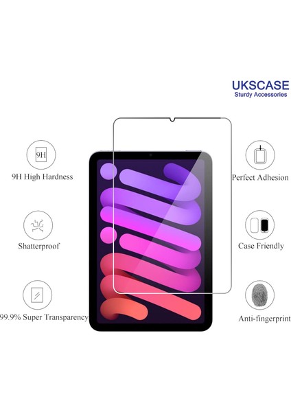 iPad Mini [8.3''] [mini 7 A17 Pro 7. Nesil 2024 & Mini 6. Nesil Tempered Cam Ekran Koruyucu 2 Adet