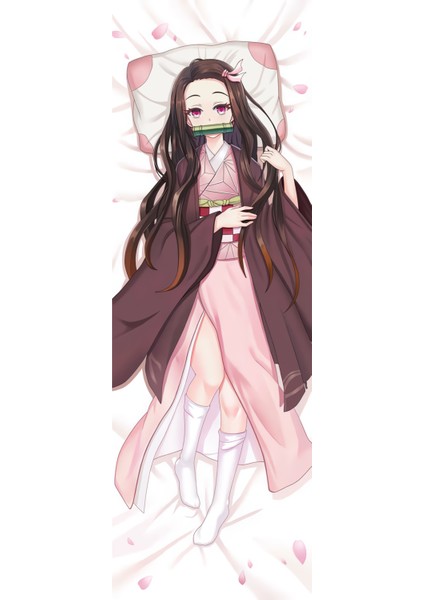 Anime- Demon Slayer - Nezuko Desenli Sarılma Yastığı ( Hugging Pillow) Kılıfı
