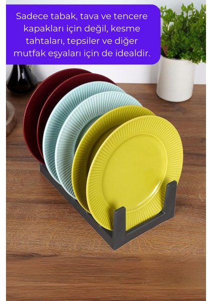 2 Adet Çok Amaçlı Tabak Tava Tencere Kapağı Düzenleyici-Plastik Çekmece Dolap Içi Düzenleyici Gri fiyatları