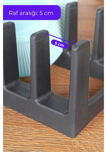 2 Adet Çok Amaçlı Tabak Tava Tencere Kapağı Düzenleyici-Plastik Çekmece Dolap Içi Düzenleyici Gri modelleri