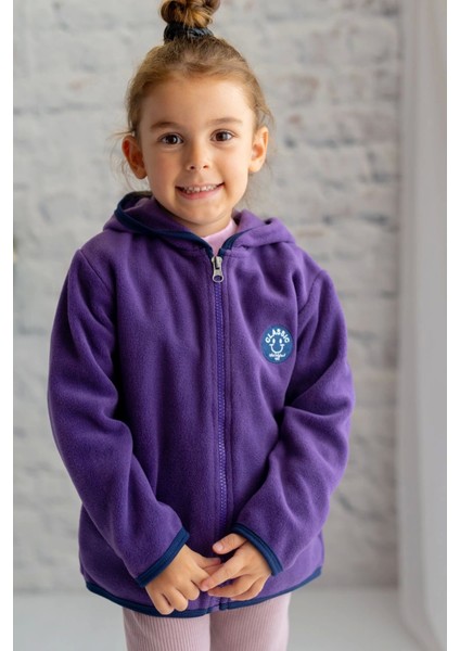 Mor Fermuarlı Polar Sweatshirt / Hırka (3-14 Yaş)