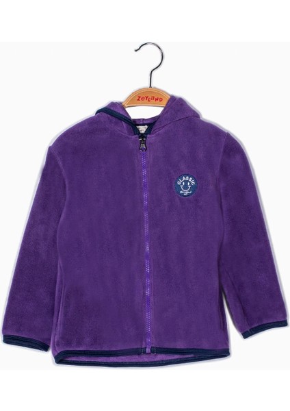 Mor Fermuarlı Polar Sweatshirt / Hırka (3-14 Yaş)
