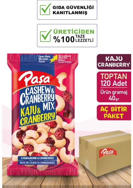 Paşa Kuruyemiş Çiğ Kaju & Turna Yemişi 40 gr (Toptan 120 Adet)