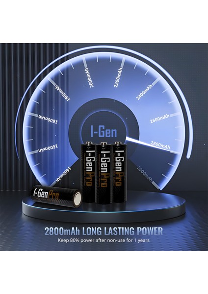 I-Gen G821 8'li Pil Şarj Aleti + 4 Adet AA Pro 2950 mAh + 4 Adet AAA Pro 1100 mAh Şarjlı Kalem Pilli Set 1.2V Ni-MH fırsatları