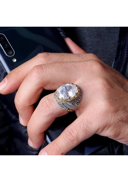 Kılıç Modelli Mikro Taş Işlemeli 925 Ayar Erkek Gümüş Yüzük fiyatları