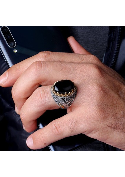 Kılıç Modelli Mikro Taş Işlemeli 925 Ayar Erkek Gümüş Yüzük fiyatları