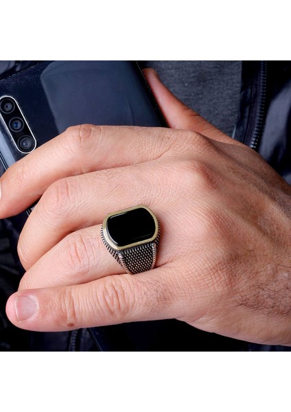 Doğaltaşlı 925 Ayar Erkek Gümüş Yüzük fiyatları