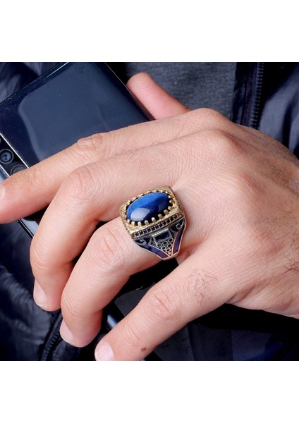 Kalkan Modelli Mineli 925 Ayar Erkek Gümüş Yüzük fiyatları