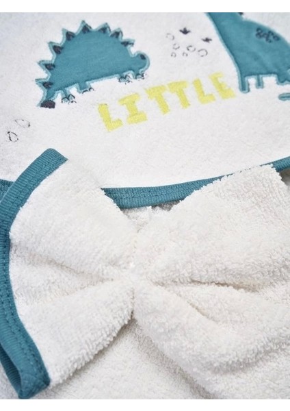 Little Dinosaur Gri Petrol Keseli Havlu Set %100 Organik (Pamuk 75X75CM) modelleri