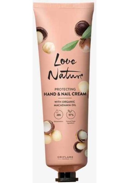 Love Nature Makademya Yağı Içeren 48 Saat Nemlendirme Sunan Koruyucu El ve Tırnak Kremi