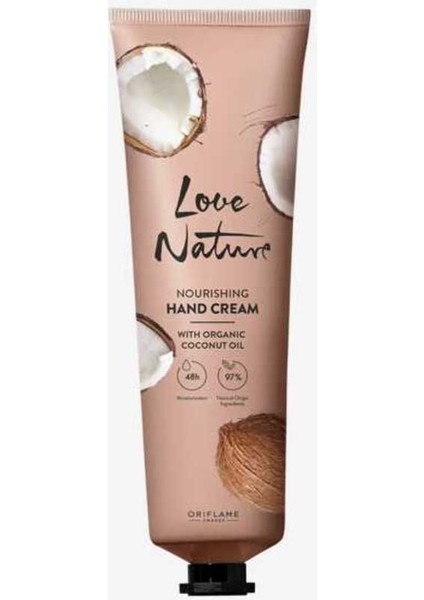 Love Nature Hindistan Cevizi Içeren 48 Saat Nem Desteği Sunan Besleyici El Kremi 75 ml