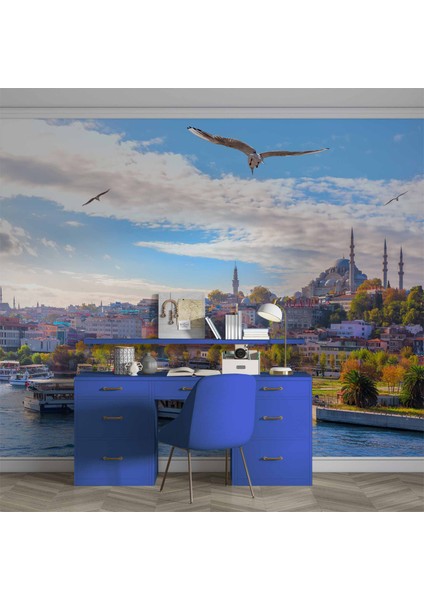 Istanbul Eminönü Süleymaniye Camii Manzaralı Duvar Kağıdı