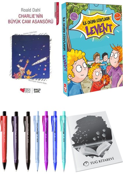 İlk Okuma Kitaplarım Levent 1 10 Kitap ve Charlie'nin Büyük Cam Asansörü 2li Set