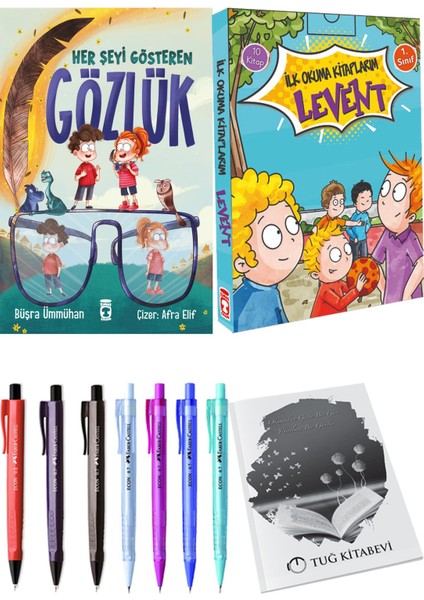 İlk Okuma Kitaplarım Levent 1 10 Kitap ve Her Şeyi Gösteren Gözlük 2li Set