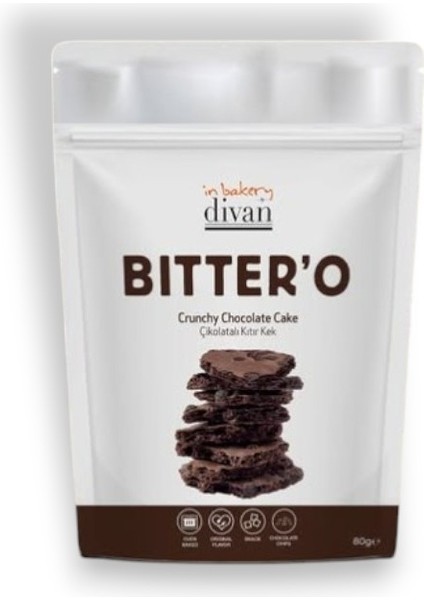 Fırınlanmış Çikolatalı Kıtır Kek Divan In Bakery Bitter'o Crunchy Chocolate Cake 80 gr
