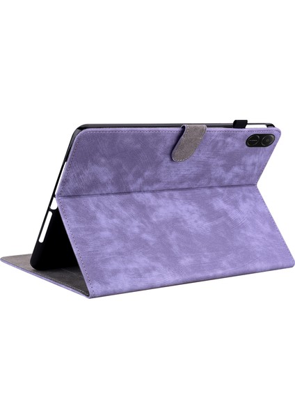 Honor Pad X8A Kılıfları Için Tiger Imprint Anti-Scratch Pu Deri Tablet Kapağı-Mor (Yurt Dışından)