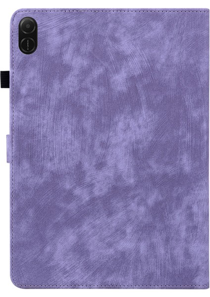 Honor Pad X8A Kılıfları Için Tiger Imprint Anti-Scratch Pu Deri Tablet Kapağı-Mor (Yurt Dışından)