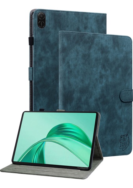Honor Pad X8A Kılıfları Için Tiger Imprint Anti-Scratch Pu Deri Tablet Kapağı-Mavi (Yurt Dışından)