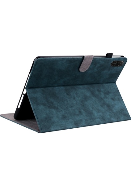Honor Pad X8A Kılıfları Için Tiger Imprint Anti-Scratch Pu Deri Tablet Kapağı-Mavi (Yurt Dışından)