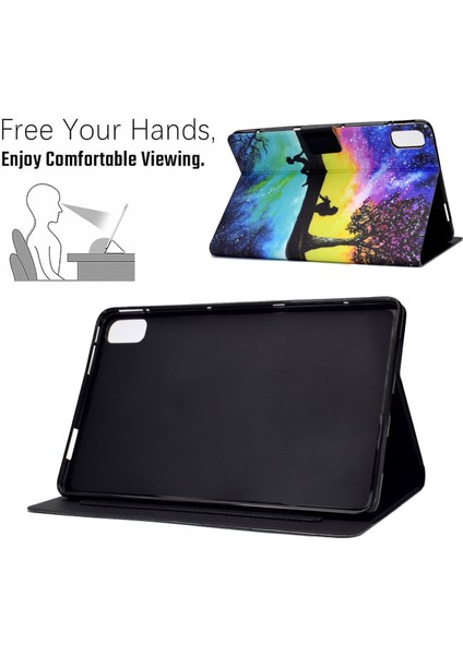 Tam Koruma Darbeye Dayanıklı Desen Baskı Deri Tablet Kılıfı Huawei Matepad 10.4(2020)/(2022)/HONOR V6-Starry Sky Için Standlı (Yurt Dışından)