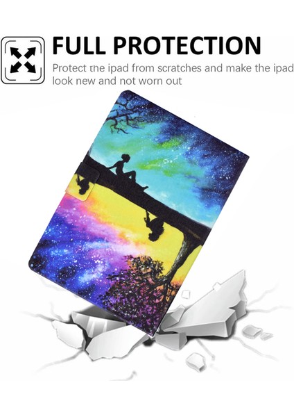 Tam Koruma Darbeye Dayanıklı Desen Baskı Deri Tablet Kılıfı Huawei Matepad 10.4(2020)/(2022)/HONOR V6-Starry Sky Için Standlı (Yurt Dışından)