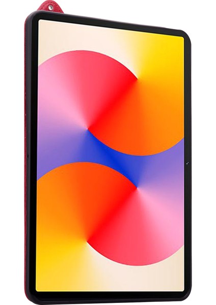 Honor Pad X8A Kılıf El Kayışı Kickstand Deri Tablet Kapağı-Kırmızı (Yurt Dışından)