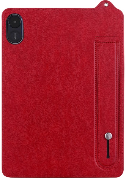 Honor Pad X8A Kılıf El Kayışı Kickstand Deri Tablet Kapağı-Kırmızı (Yurt Dışından)