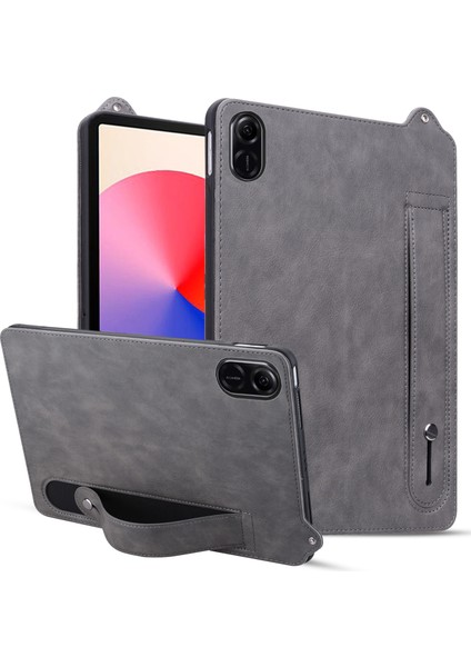 Honor Pad X8A Kılıf El Kayışı Kickstand Deri Tablet Kapağı-Gri (Yurt Dışından)