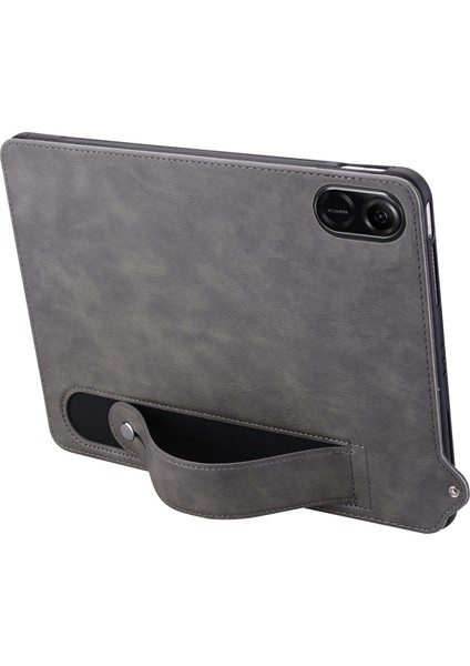 Honor Pad X8A Kılıf El Kayışı Kickstand Deri Tablet Kapağı-Gri (Yurt Dışından)