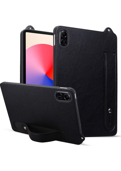 Honor Pad X8A Kılıf El Kayışı Kickstand Deri Tablet Kapağı-Siyah (Yurt Dışından)