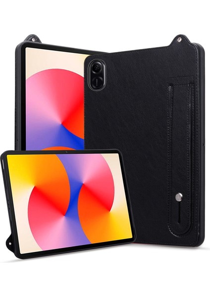 Honor Pad X8A Kılıf El Kayışı Kickstand Deri Tablet Kapağı-Siyah (Yurt Dışından)