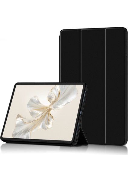 Honor Pad 9 Pro Kılıf Pu Deri Tpu Geri Tam Koruma Üç Katlı Stand Tablet Kapak-Siyah (Yurt Dışından)