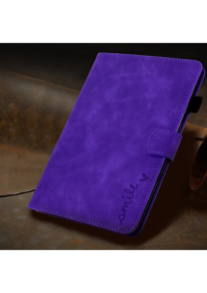 Huawei Matepad Se Için 10.4 Inç Aşk Kalp Baskılı Pu Deri Kapak Çevirin Kart Sahibinin Koruyucu Kılıf-Mor (Yurt Dışından)
