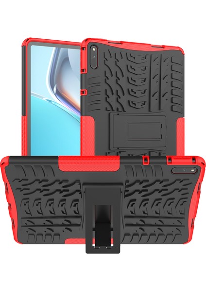 Lastik Doku Tasarımı Pc+Tpu Kickstand Hibrit Tablet Kılıfı Huawei Matepad 11(2021)-KIRMIZI (Yurt Dışından)