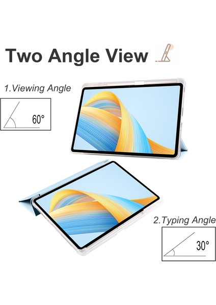 Honor Pad V8 Pro Üç Katlı Stand Tablet Kılıfı Pu Deri Şeffaf Tpu Geri Kalem Tutucu ile Akıllı Kapak-Bebek Mavisi (Yurt Dışından)