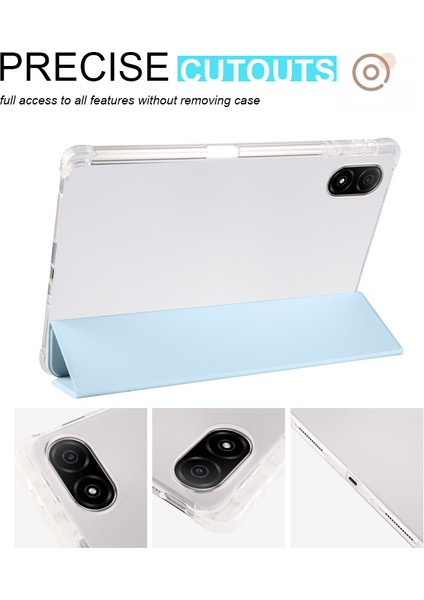 Honor Pad V8 Pro Üç Katlı Stand Tablet Kılıfı Pu Deri Şeffaf Tpu Geri Kalem Tutucu ile Akıllı Kapak-Bebek Mavisi (Yurt Dışından)