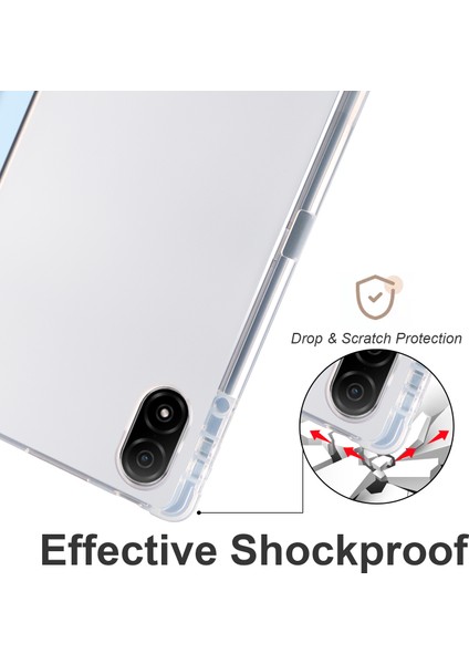 Honor Pad V8 Pro Üç Katlı Stand Tablet Kılıfı Pu Deri Şeffaf Tpu Geri Kalem Tutucu ile Akıllı Kapak-Bebek Mavisi (Yurt Dışından)