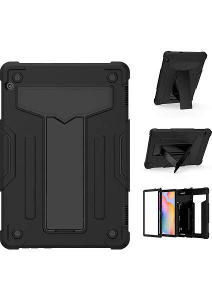 Darbeye Dayanıklı Katlanır Kickstand Silikon + Pc Tablet Hibrit Kılıf Huawei Mediapad T5 10.1-Siyah (Yurt Dışından)