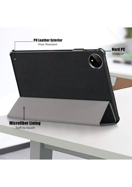 Huawei Matepad Pro 11 (2022) Için Koruyucu Kılıf Pu Deri Düz Renk Folyo Kapak Çevirin Üç Katlı Stand Tablet Koruyucu, Otomatik Uyandırma/uyku-Siyah (Yurt Dışından)