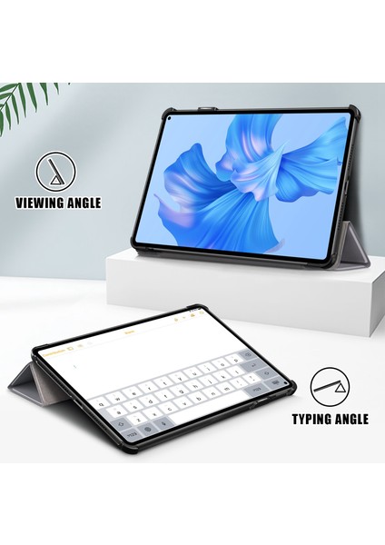 Huawei Matepad Pro 11 (2022) Için Koruyucu Kılıf Pu Deri Düz Renk Folyo Kapak Çevirin Üç Katlı Stand Tablet Koruyucu ile Otomatik Uyandırma/uyku-Gri (Yurt Dışından)