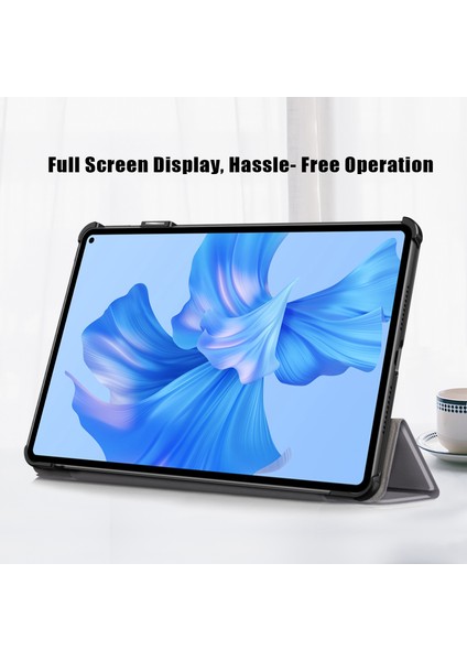 Huawei Matepad Pro 11 (2022) Için Koruyucu Kılıf Pu Deri Düz Renk Folyo Kapak Çevirin Üç Katlı Stand Tablet Koruyucu ile Otomatik Uyandırma/uyku-Gri (Yurt Dışından)