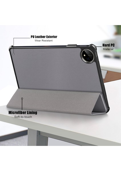 Huawei Matepad Pro 11 (2022) Için Koruyucu Kılıf Pu Deri Düz Renk Folyo Kapak Çevirin Üç Katlı Stand Tablet Koruyucu ile Otomatik Uyandırma/uyku-Gri (Yurt Dışından)