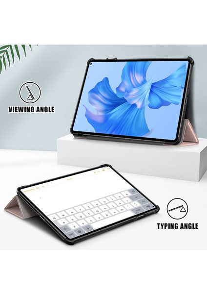 Huawei Matepad Pro 11 (2022) Için Koruyucu Kılıf Pu Deri Düz Renk Folyo Kapak Çevirin Üç Katlı Stand Tablet Koruyucu, Otomatik Uyandırma/uyku-Gül Altın (Yurt Dışından) modelleri