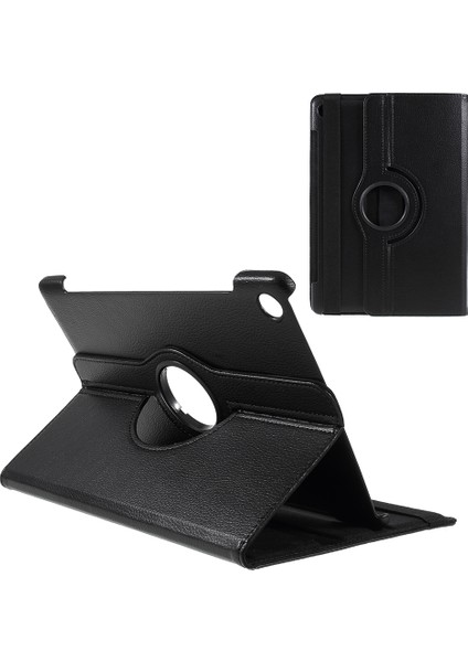 Huawei Mediapad M5 10/m5 10(Pro)-Siyah Için Döner Standlı Litchi Deri Deri Kılıf (Yurt Dışından)