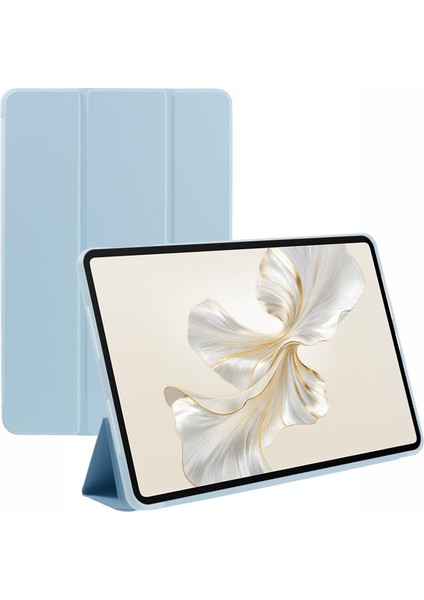 Honor Pad 9 Kılıf Çizilmez Pu+Silikon Üç Katlı Stand Tablet Kılıfı-Bebek Mavisi (Yurt Dışından)