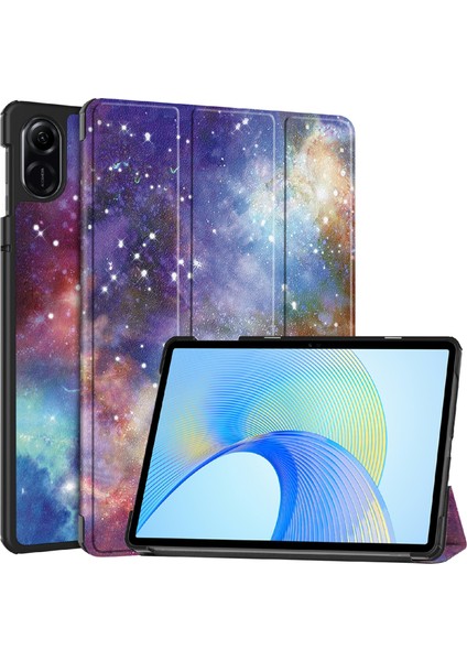 Honor Pad X8 Pro Üç Katlı Stand Akıllı Tablet Kılıfı Desen Baskı Pu Deri Kapak-Galaxy (Yurt Dışından)