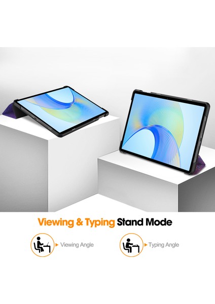 Honor Pad X8 Pro Üç Katlı Stand Akıllı Tablet Kılıfı Desen Baskı Pu Deri Kapak-Galaxy (Yurt Dışından)