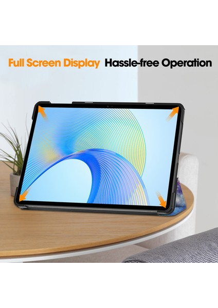 Honor Pad X8 Pro Üç Katlı Stand Akıllı Tablet Kılıfı Desen Baskı Pu Deri Kapak-Galaxy (Yurt Dışından)