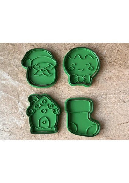 Yılbaşı Temalı Kurabiye Kalıbı ve Şeker Hamuru Kalıbı Seti 3 | 4 Adet | 5 cm