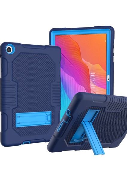 Kaydırmalı Kickstand Tasarımı Kontrast Renkli Pc+Tpu+Silikon Tablet Kılıfı Huawei Matepad T10S-KOYU Mavi/mavi (Yurt Dışından)